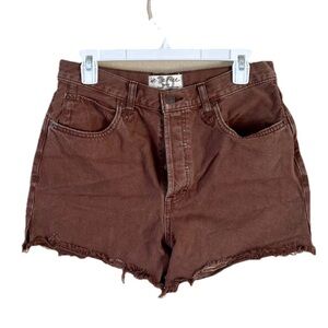 We The Free Chocolate Brown High-Rise Denim Shorts Size 30 button front